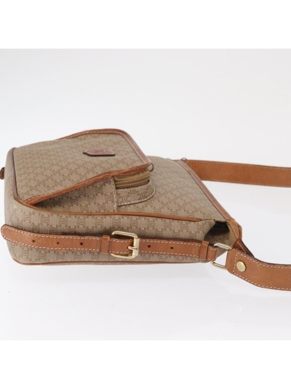 Authentic CELINE Macadam Canvas Shoulder Bag PVC Beige Gold - Picture 11 of 16